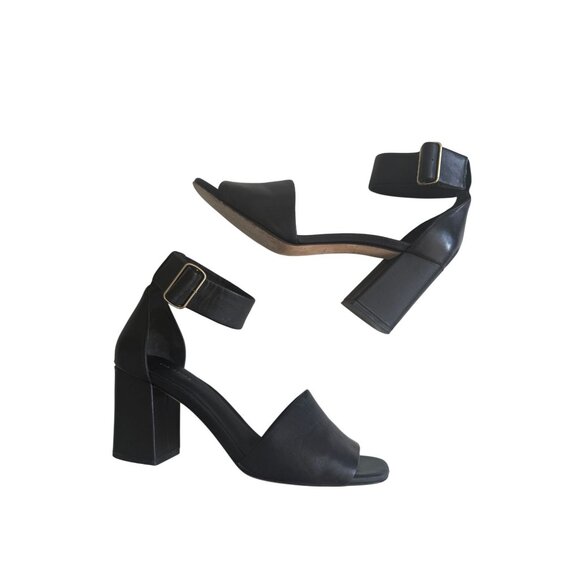 VIA SPIGA Black Leather Ankle Strap Sandals Heels Size 7.5 - Picture 12 of 12